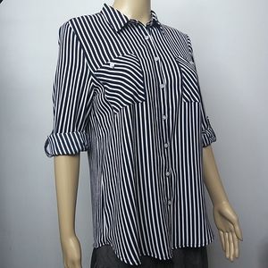Grace b&w striped shirt convertible sleeves